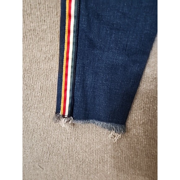 Abercrombie Fitch Simone High Rise Ankle Jeans Womens 27 4 Blue Raw Hem Stretch - Picture 4 of 8